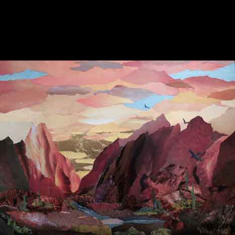 Mountain Stream collage painting